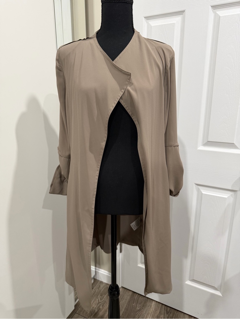 Quince Taupe Open-Front Trench Coat
